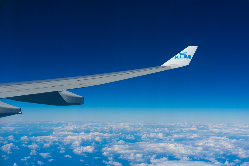 KLM airplane in the air