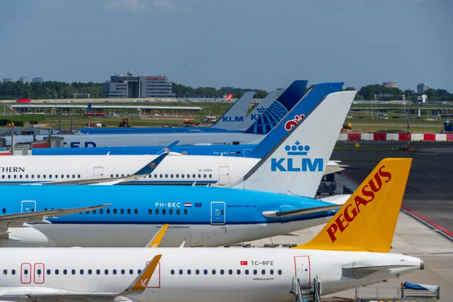 Airplanes of different airlines at an airport